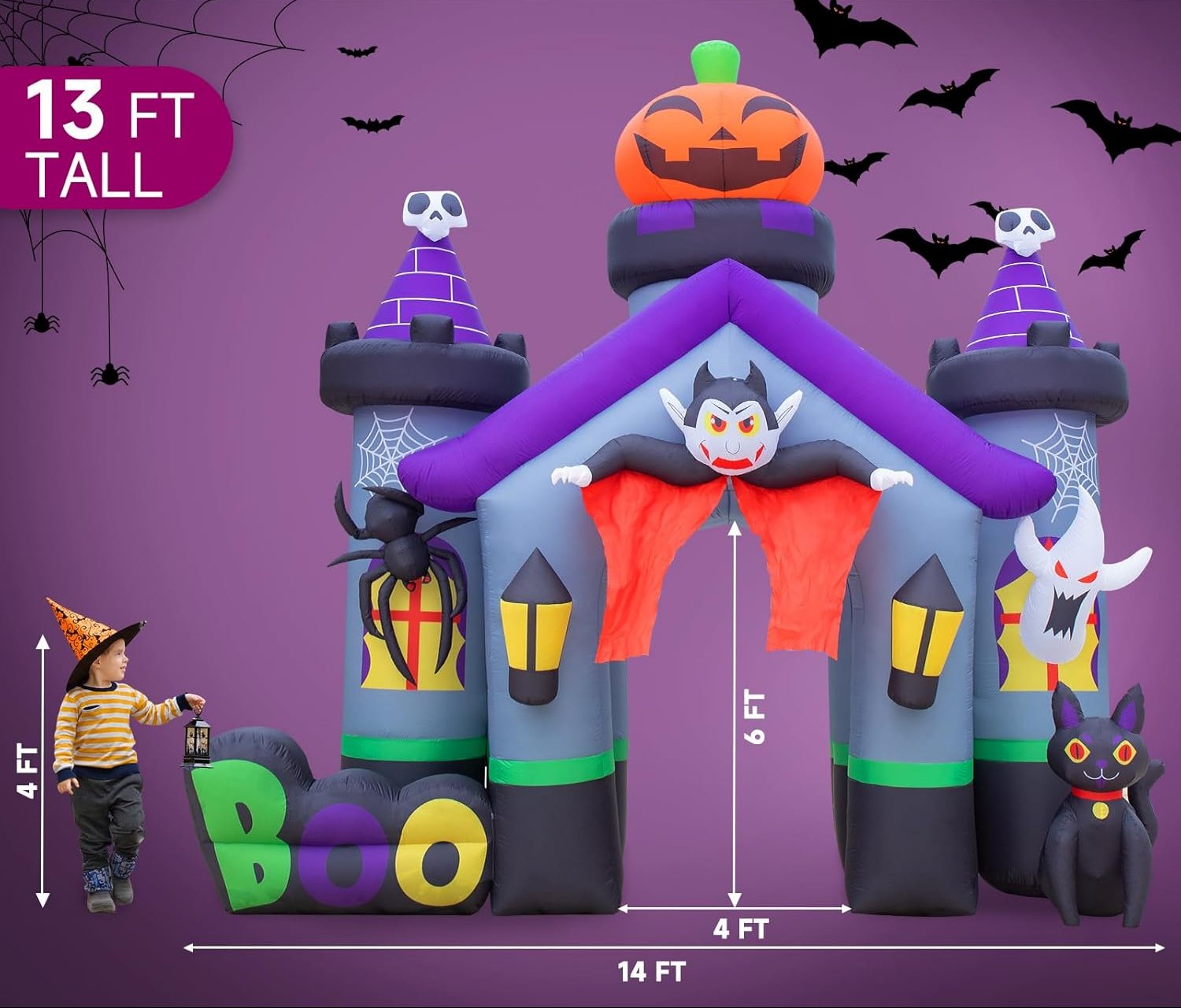 Arco Inflable de Halloween de 14 pies Decoración Exterior Embrujada