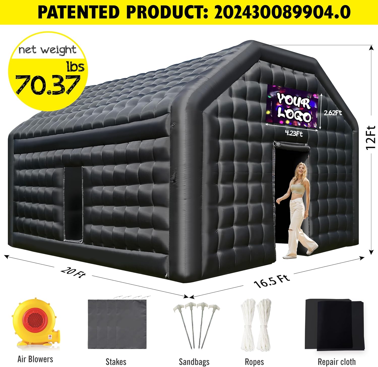 Carpa de Fiesta Extra Grande Inflable para Club Nocturno con Logo Carpa de Club Nocturno Inflable para Bodas, Cumpleaños y Raves