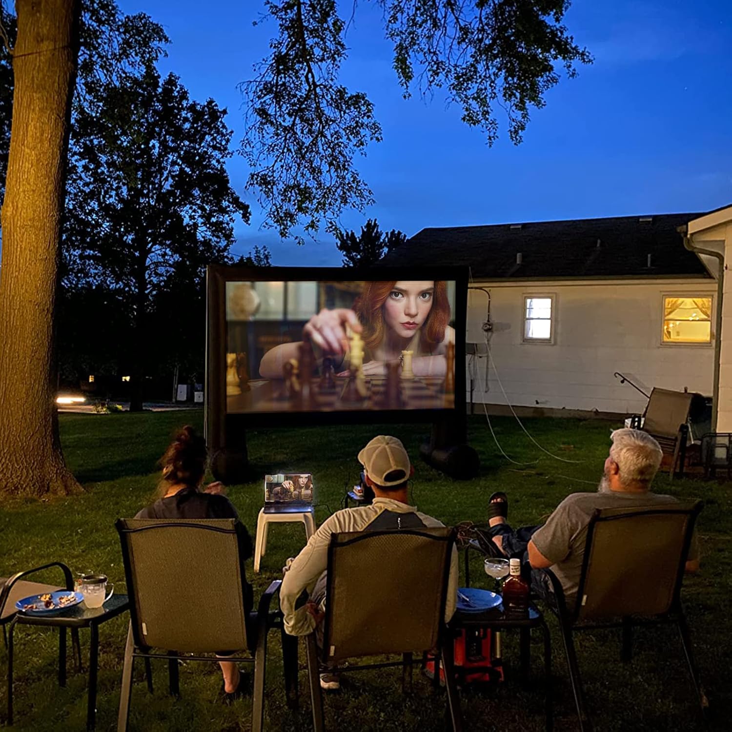 Pantalla de cine inflable de 15 pies con soplador de aire para diversión al aire libre