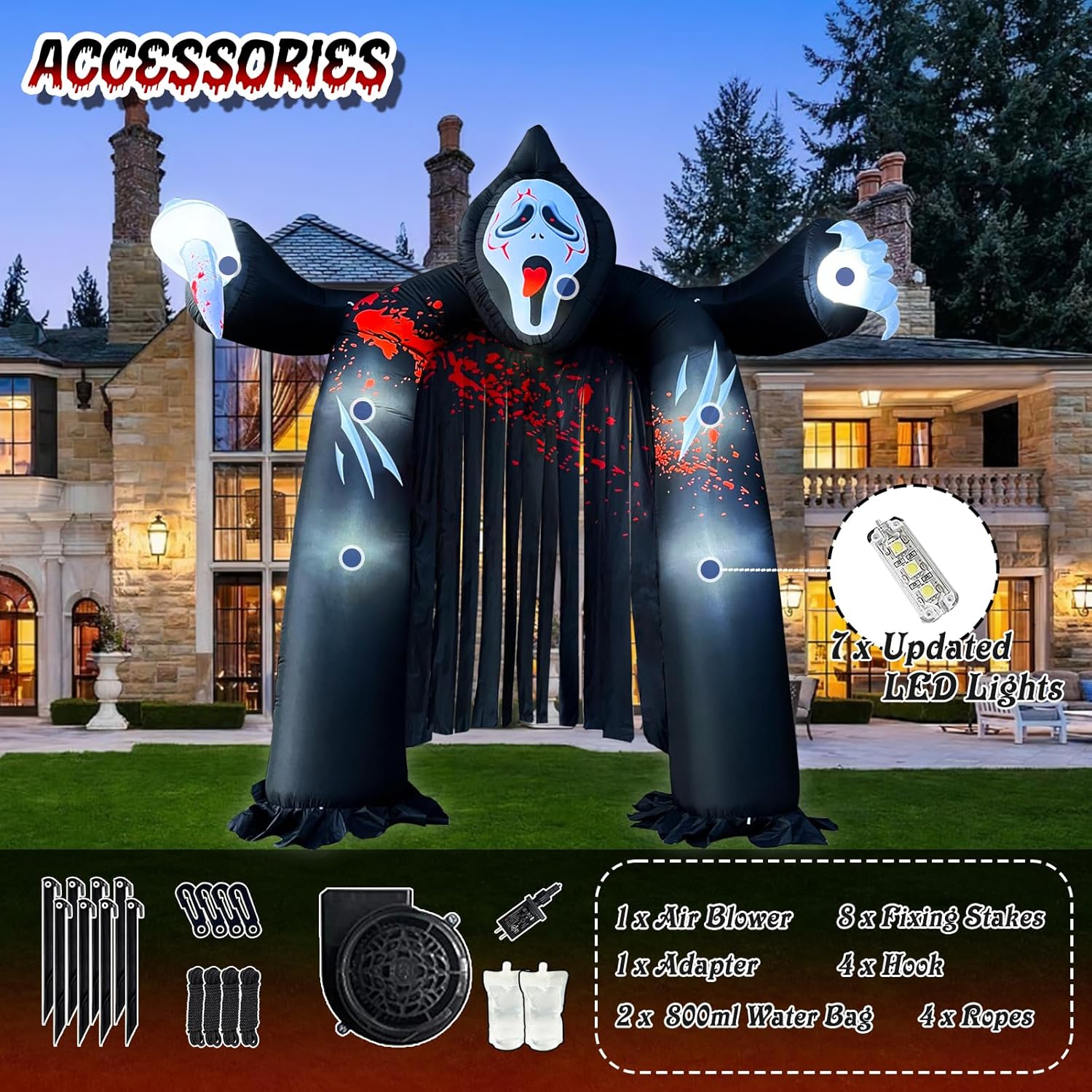 Arco Inflable de Halloween de 6 pies con Fantasma y LEDs Integrados