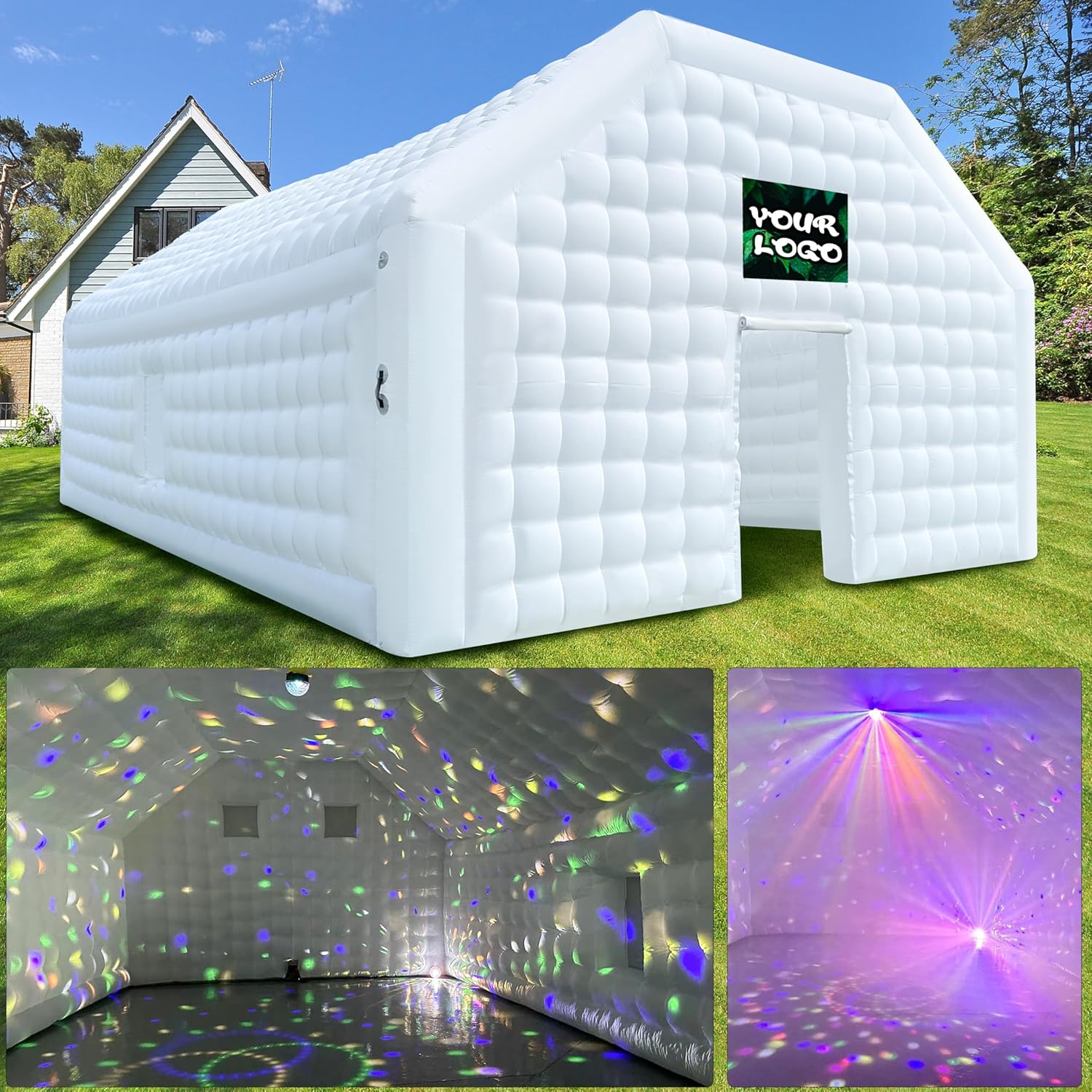 Carpa de Fiesta Extra Grande Inflable para Club Nocturno con Logo Carpa de Club Nocturno Inflable para Bodas, Cumpleaños y Raves