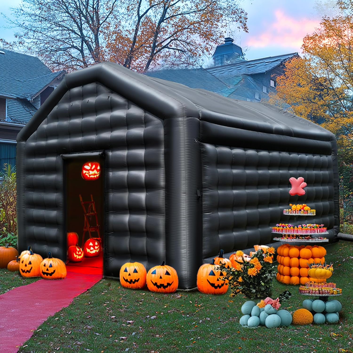 Carpa de disco inflable negra para club nocturno con logo
