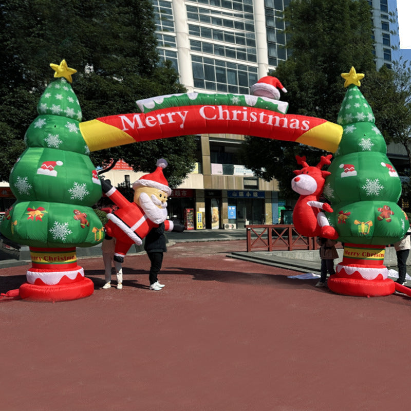 Arco Árbol de Navidad Santa Reno Rojo Inflable Puerta