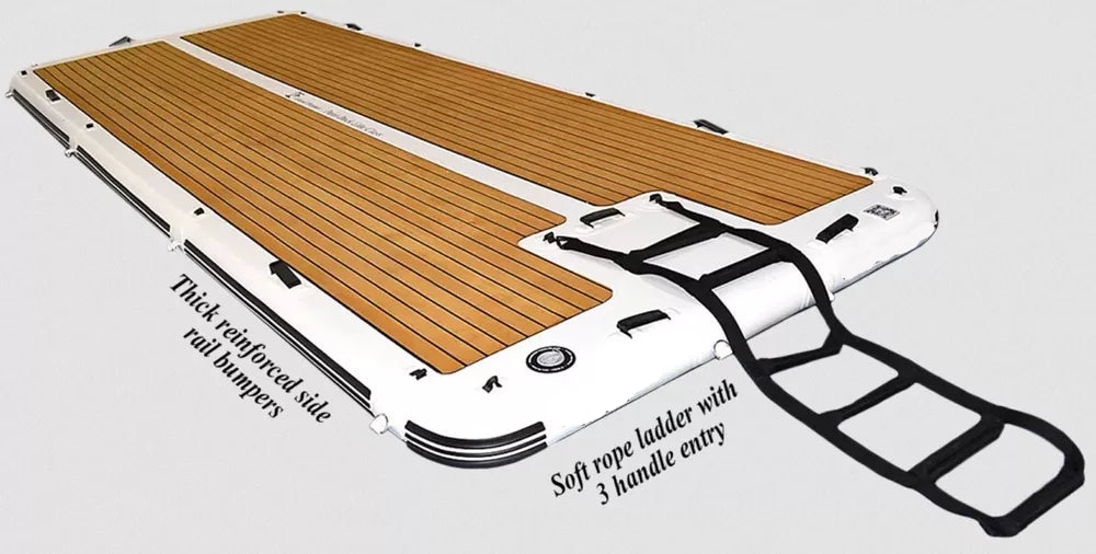 Dock flotante inflable de 15′ con bomba y escalera blanda