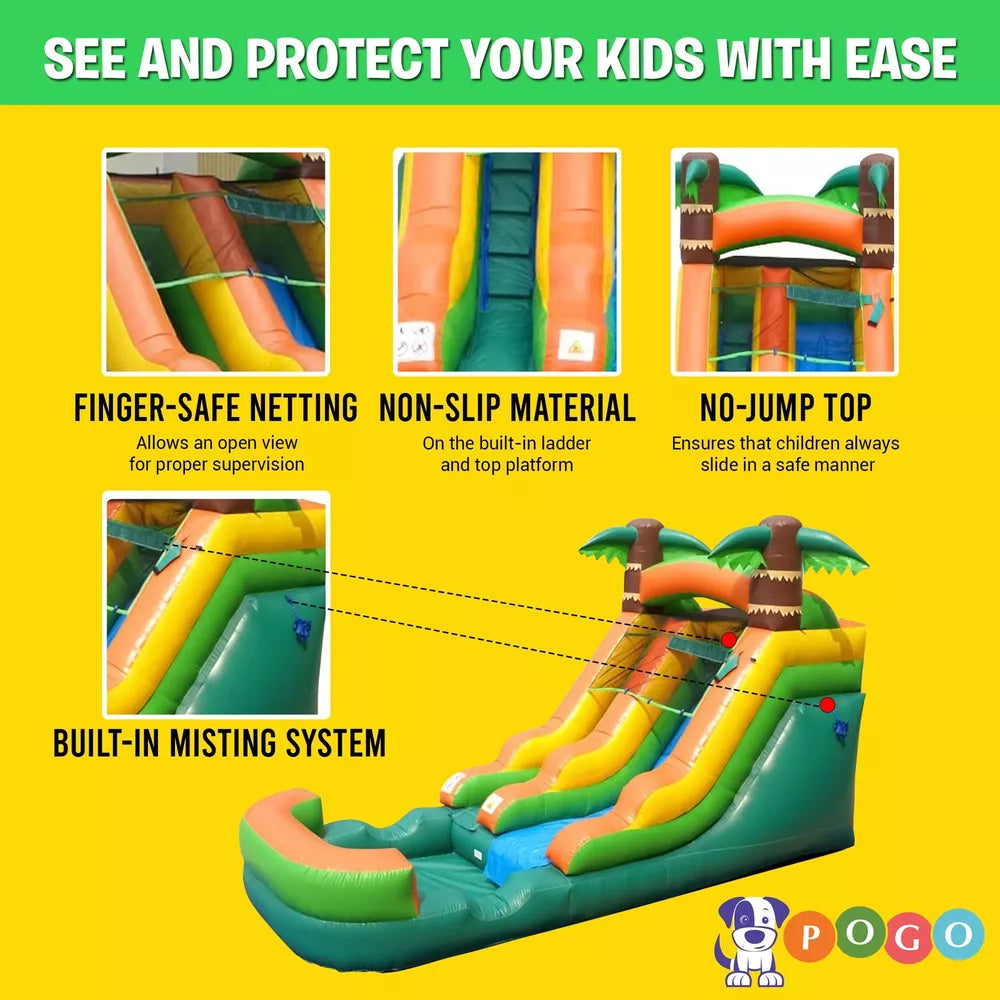 Tobogán de Agua Inflable Tropical de 12 Pies con Soplador