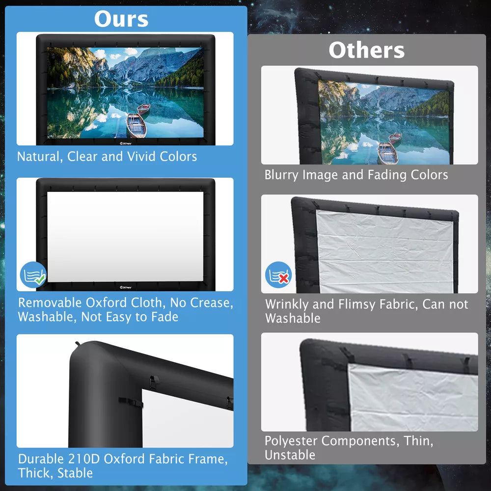 Pantalla de cine inflable de 16 pies para exteriores 1080P FHD