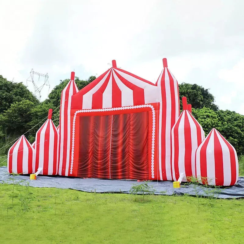 14 x 5,1 x 8 mH Aufblasbarer Zirkusbogen - Weiß & Rot