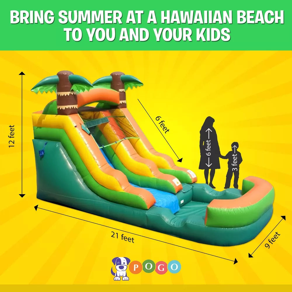 Tobogán de Agua Inflable Tropical de 12 Pies con Soplador