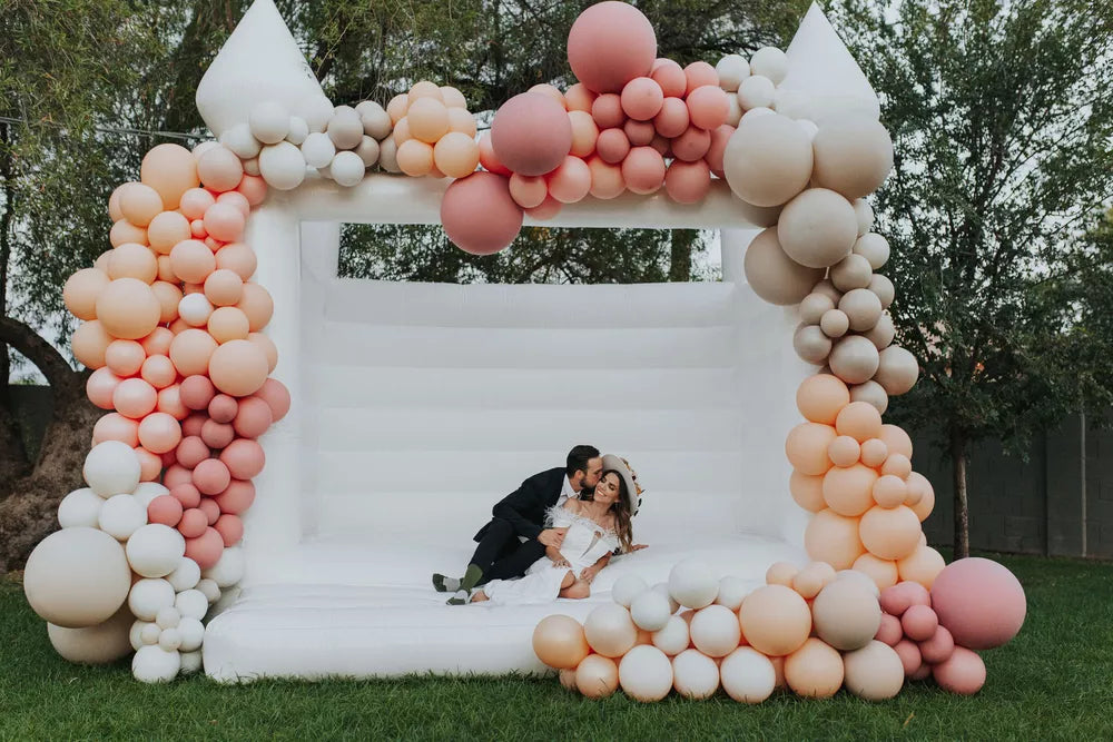 Castillo Inflable de Boda Blanco de 10FT para Saltar en Bodas