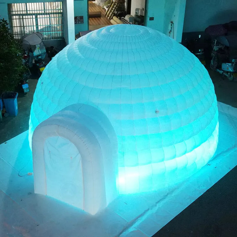 Carpa de domo inflable iglú de 20 pies con luces LED