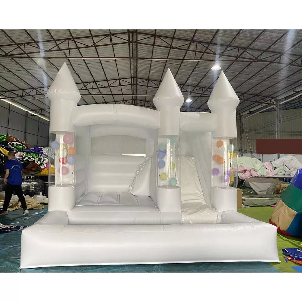 Castillo Inflable de Globo Blanco de 15FT para Bodas, Cumpleaños y Eventos