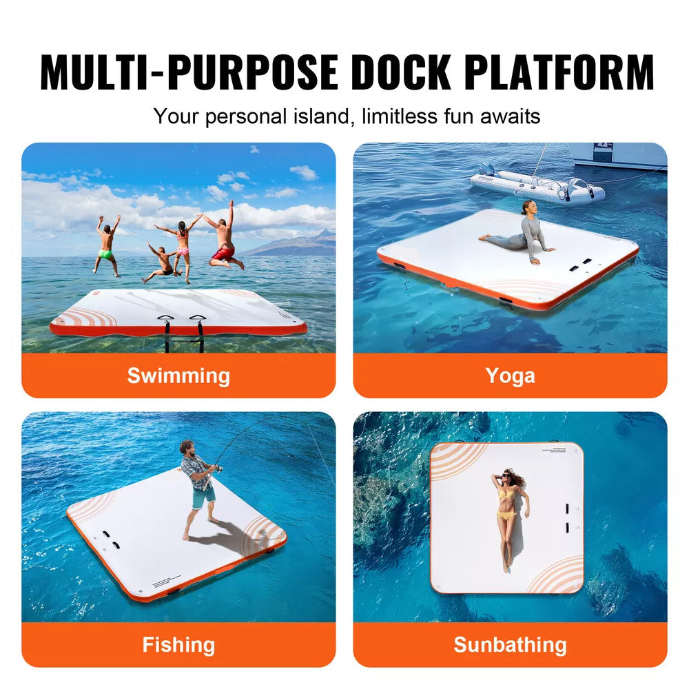 Plataforma flotante inflable de 10x10 pies con escalera