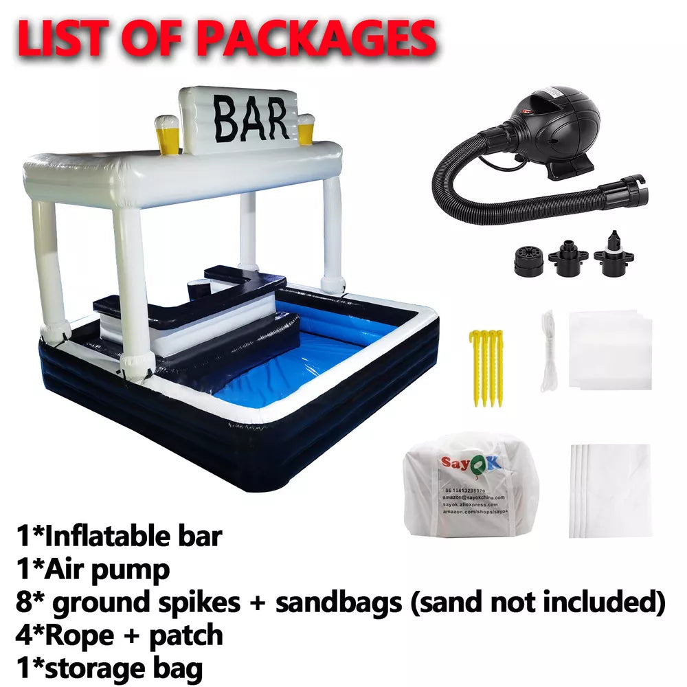 Bar de piscine gonflable portable de 15 x 15 pieds