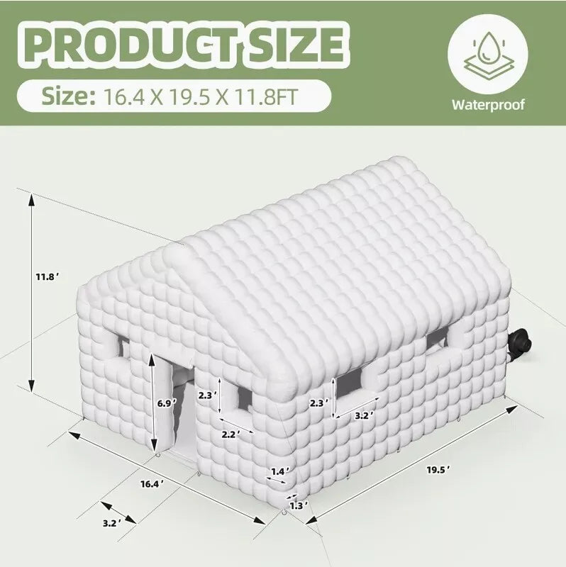 Carpa Inflable Blanca de 16x20x12 pies para Fiesta Disco al Aire Libre