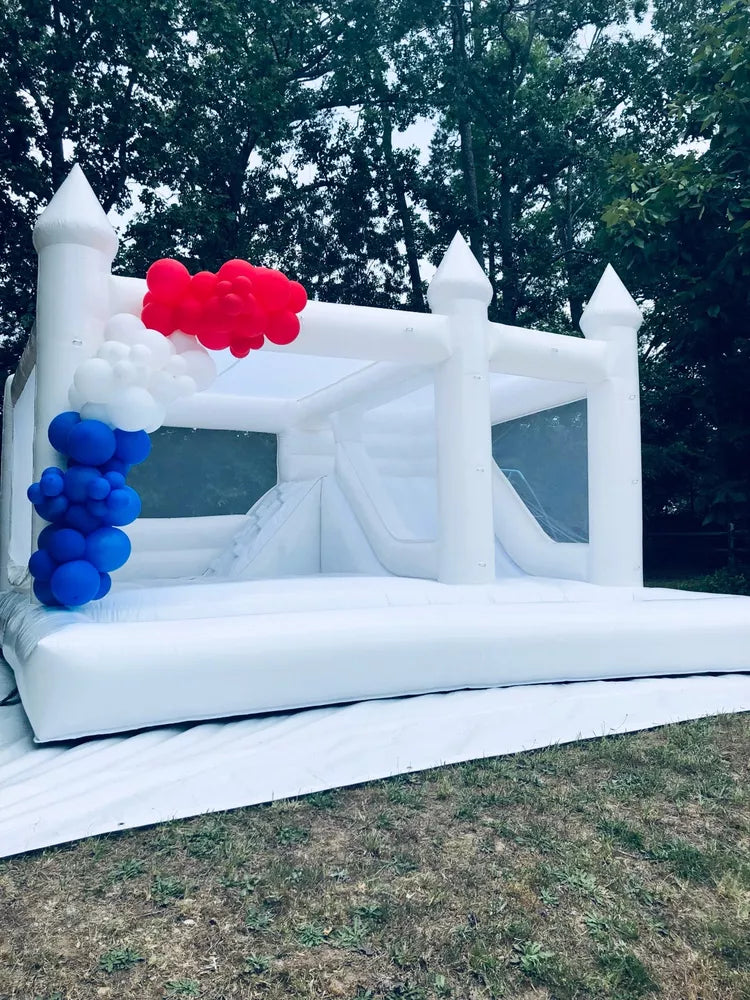 Castillo Inflable Blanco de 13 pies para Saltar al Aire Libre para Fiesta Boda