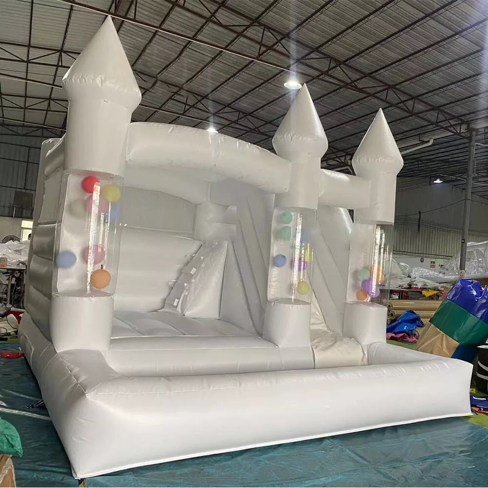 Castillo Inflable de Globo Blanco de 15FT para Bodas, Cumpleaños y Eventos