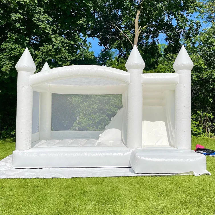 Casa de rebote inflable comercial blanca de 15x15 pies para fiestas y eventos