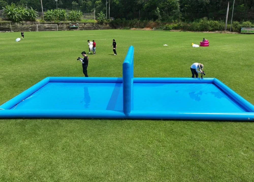 Cancha de voleibol inflable de 33 pies para juegos acuáticos al aire libre