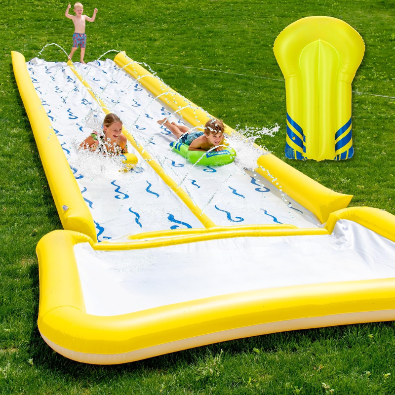 Ultimate Splash - Toboggan aquatique gonflable avec pare-chocs, pompe et cavaliers