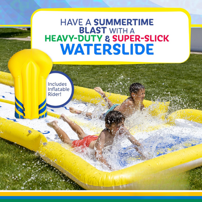 Ultimate Splash - Toboggan aquatique gonflable avec pare-chocs, pompe et cavaliers