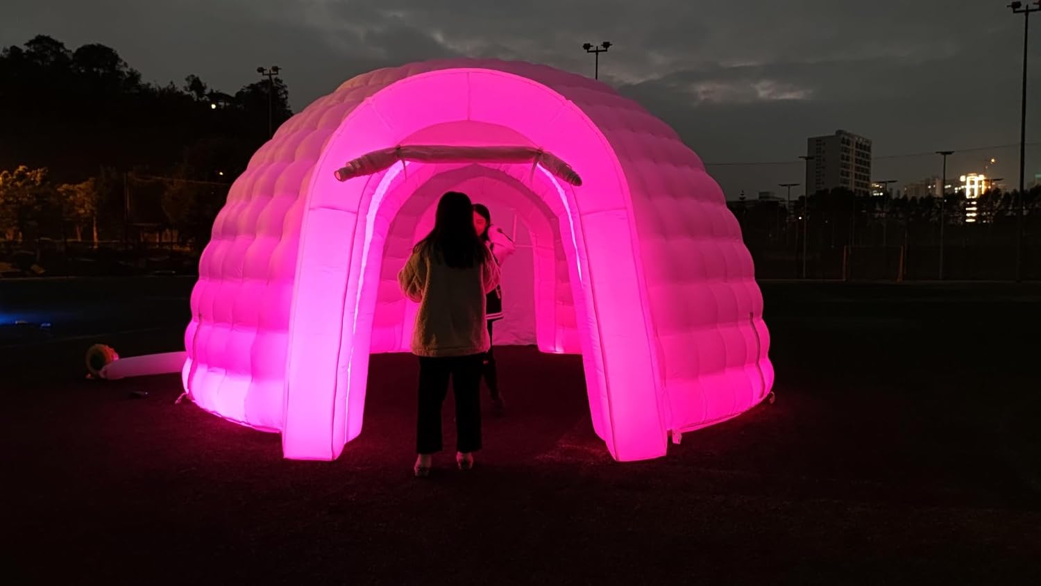 Carpa de domo inflable portátil para exteriores con luz LED para fiestas, bodas, eventos y camping