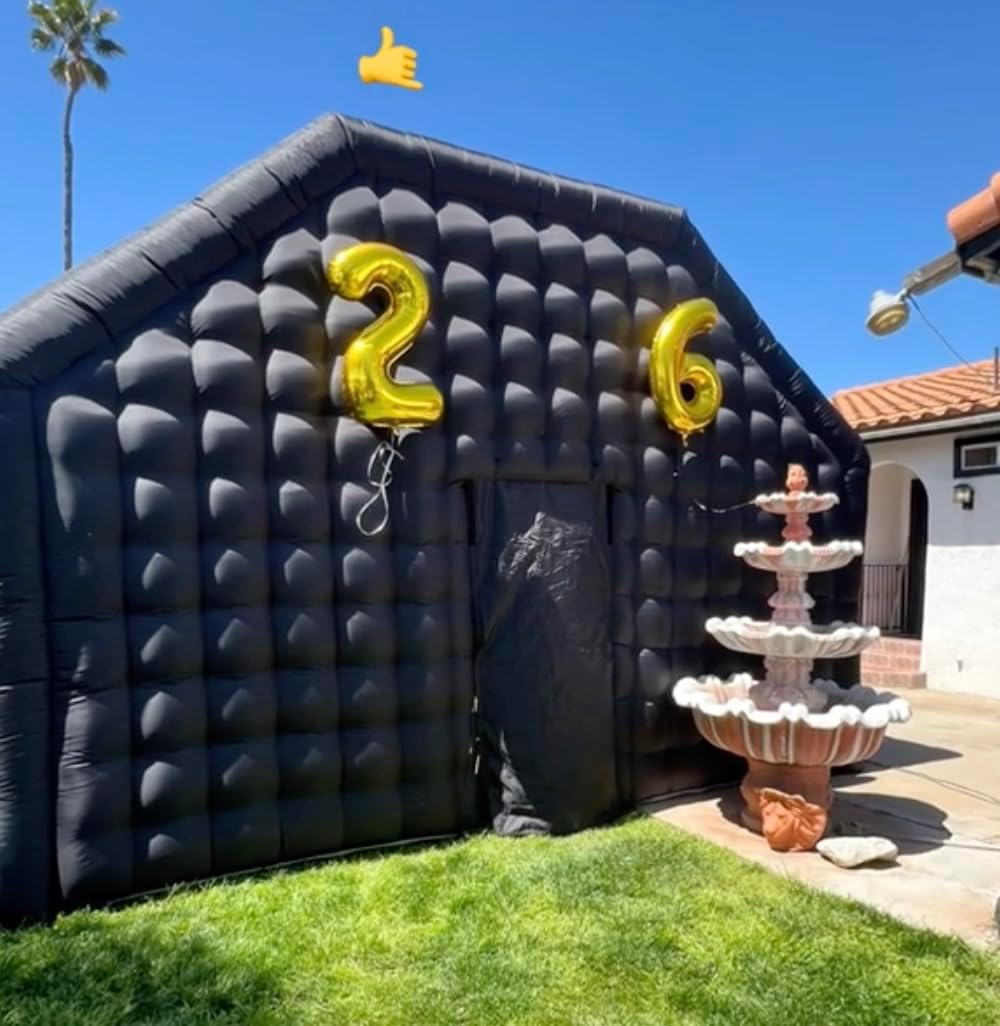 Gran Casa Disco Inflable Negra Grande para Eventos de Cumpleaños, Eventos Escolares y Fiestas en el Patio con Logo