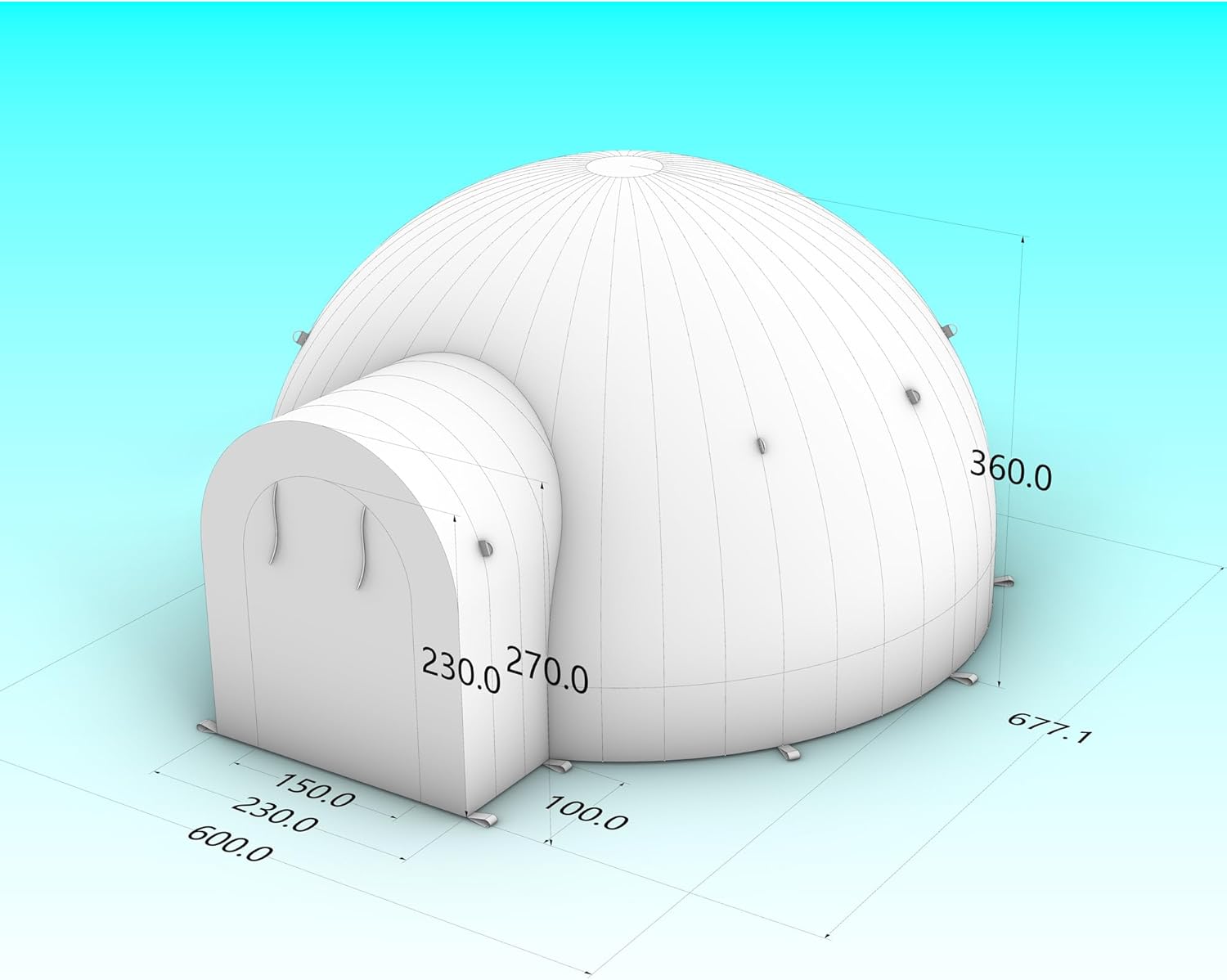 Carpa de domo inflable portátil para exteriores con luz LED para fiestas, bodas, eventos y camping