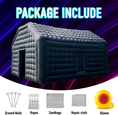 Gran Casa Disco Inflable Negra Grande para Eventos de Cumpleaños, Eventos Escolares y Fiestas en el Patio con Logo