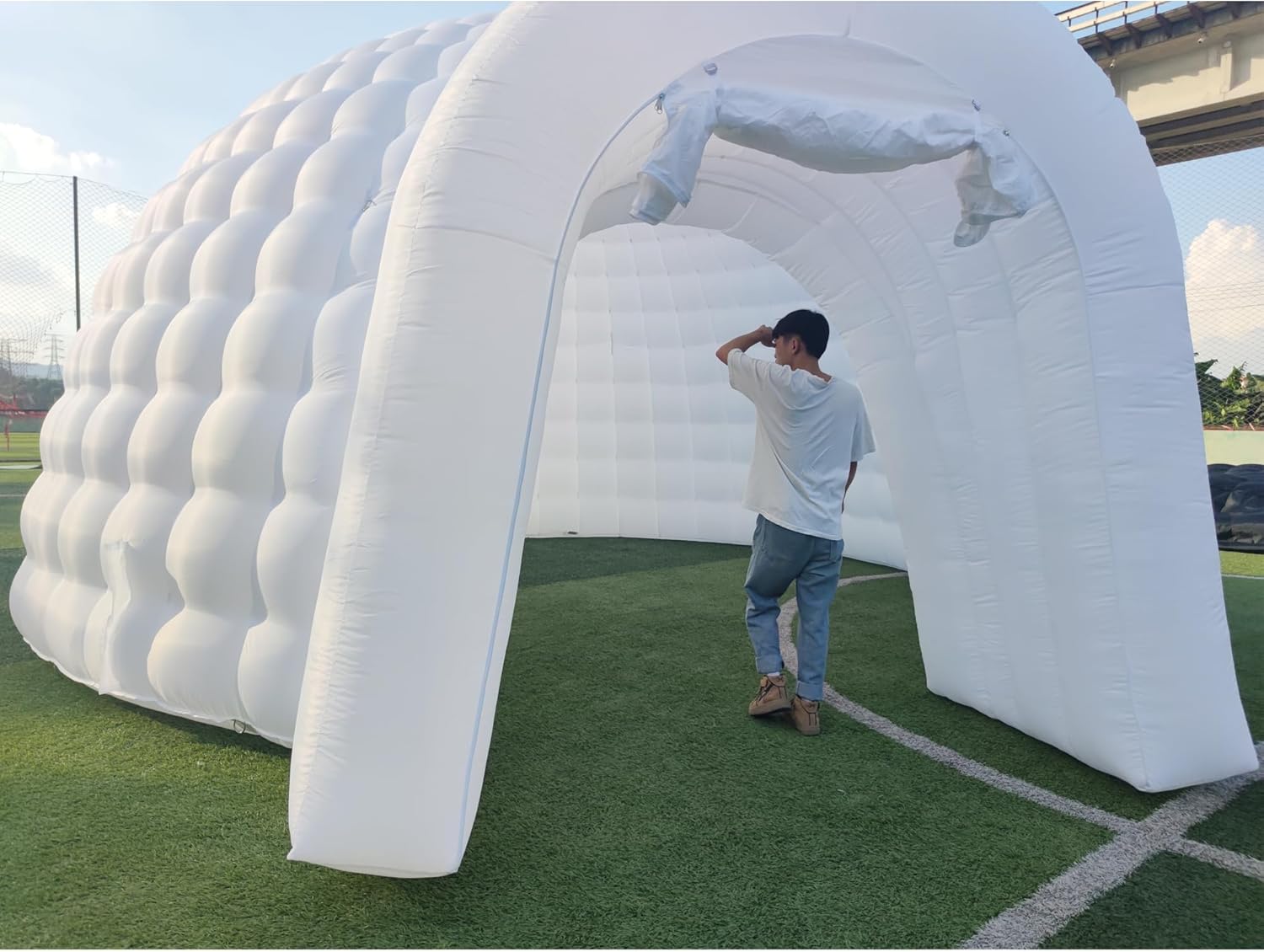 Carpa de domo inflable portátil para exteriores con luz LED para fiestas, bodas, eventos y camping