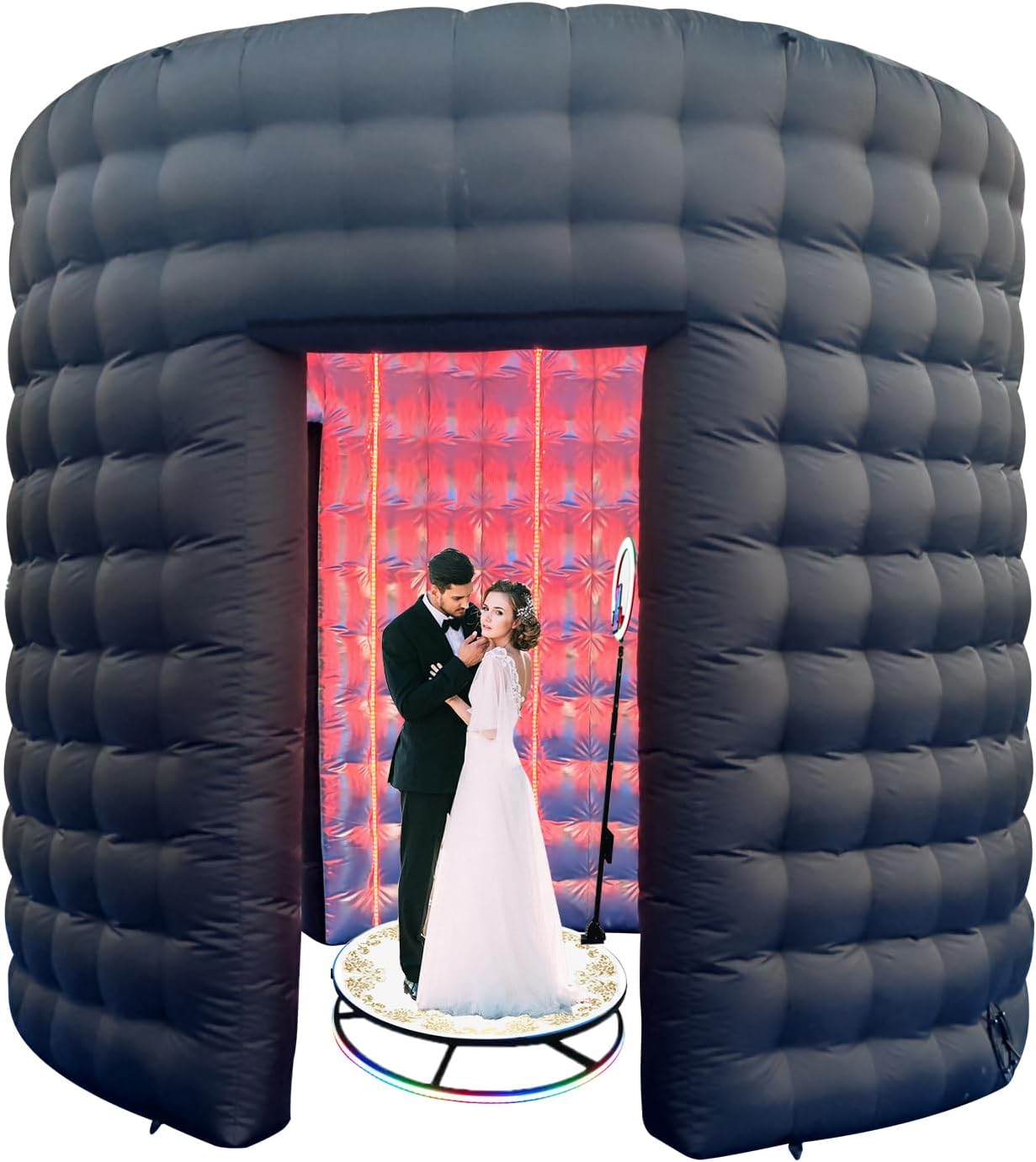 Cabina de fotos inflable redonda de 10 pies de diámetro con luces LED y soplador