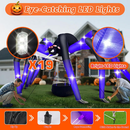 Halloween Inflatable Green Monster Yard Decoration with LED