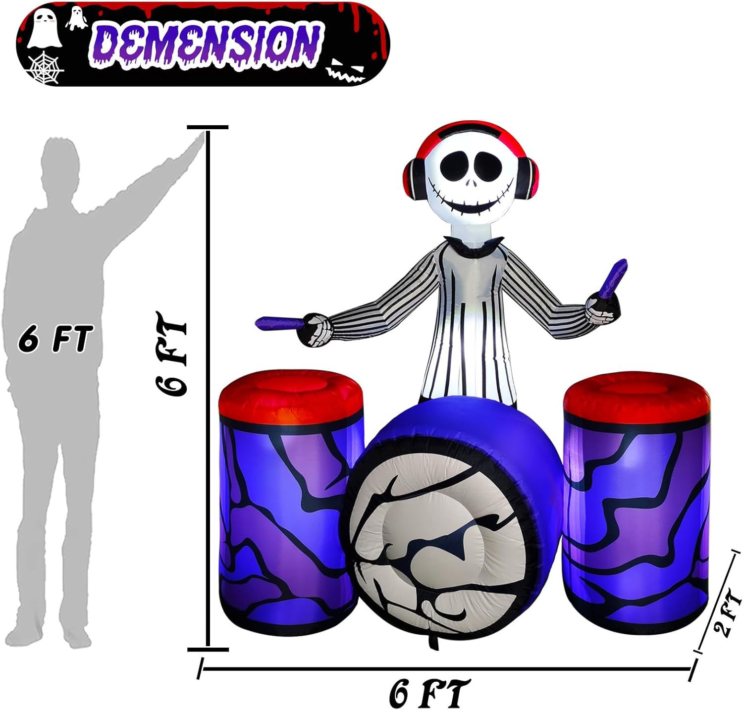 Arco Inflable de Halloween de 6 pies con Fantasma y LEDs Integrados