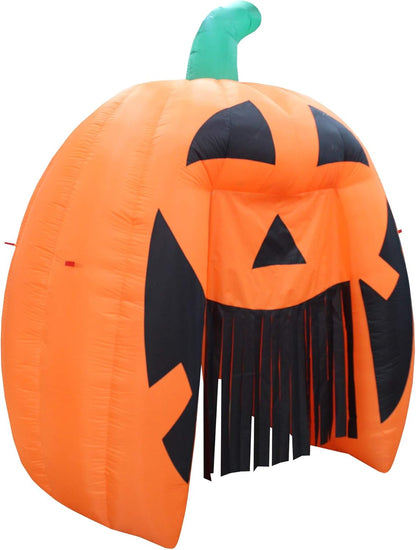 Giant 8 Foot Tall Halloween Inflatable Pumpkin Monster Archway Arch Haunted House Lights Lighted Blowup Party Decoration for Outdoor Indoor Garden Prop Yard Blow Up Lawn Decorations