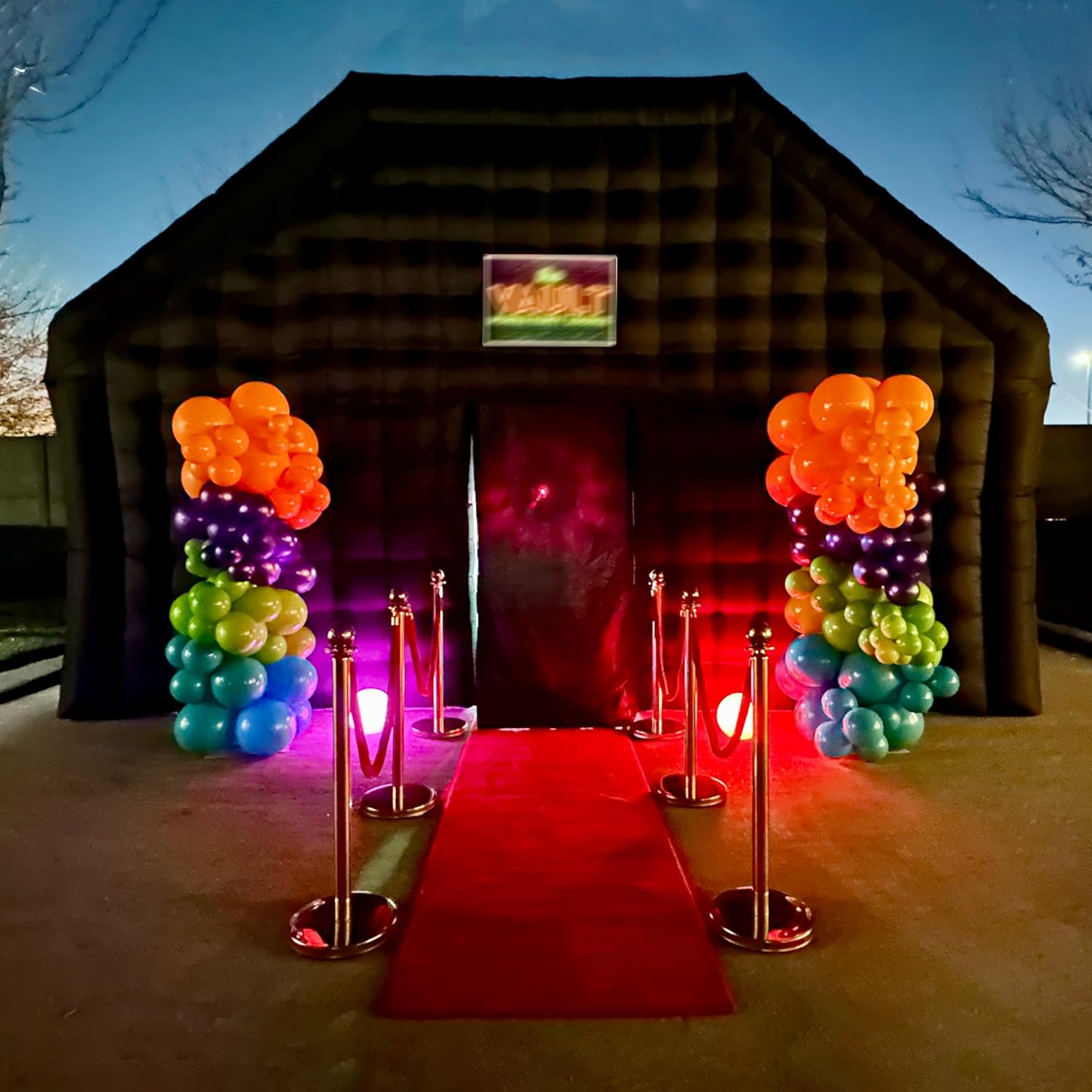 Gran Casa Disco Inflable Negra Grande para Eventos de Cumpleaños, Eventos Escolares y Fiestas en el Patio con Logo