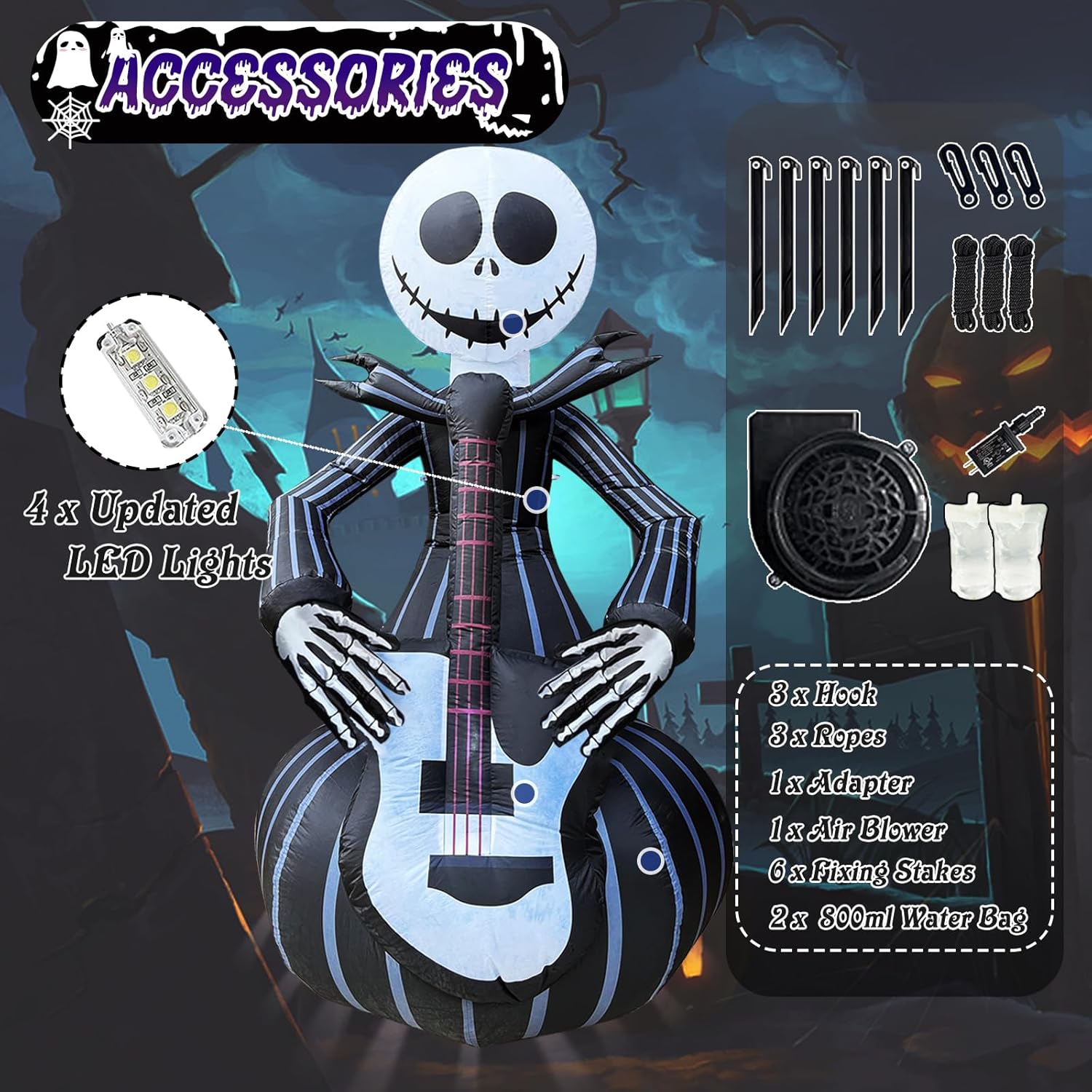 Arco Inflable de Halloween de 6 pies con Fantasma y LEDs Integrados