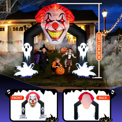 Halloween Inflatable Archway with Ghosts and LED Lights