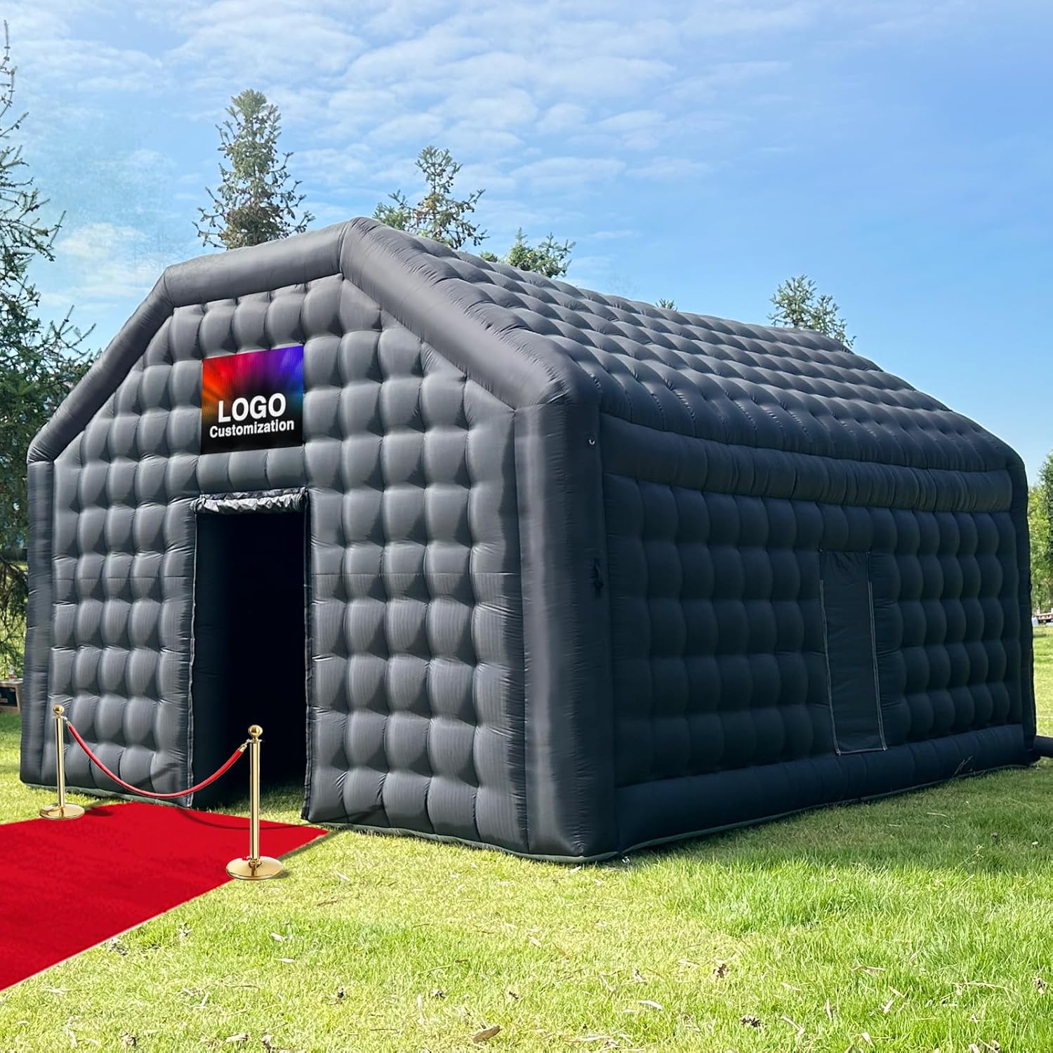 Gran Casa Disco Inflable Negra Grande para Eventos de Cumpleaños, Eventos Escolares y Fiestas en el Patio con Logo