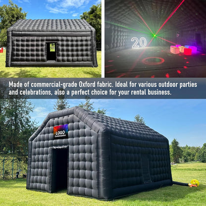 Gran Casa Disco Inflable Negra Grande para Eventos de Cumpleaños, Eventos Escolares y Fiestas en el Patio con Logo
