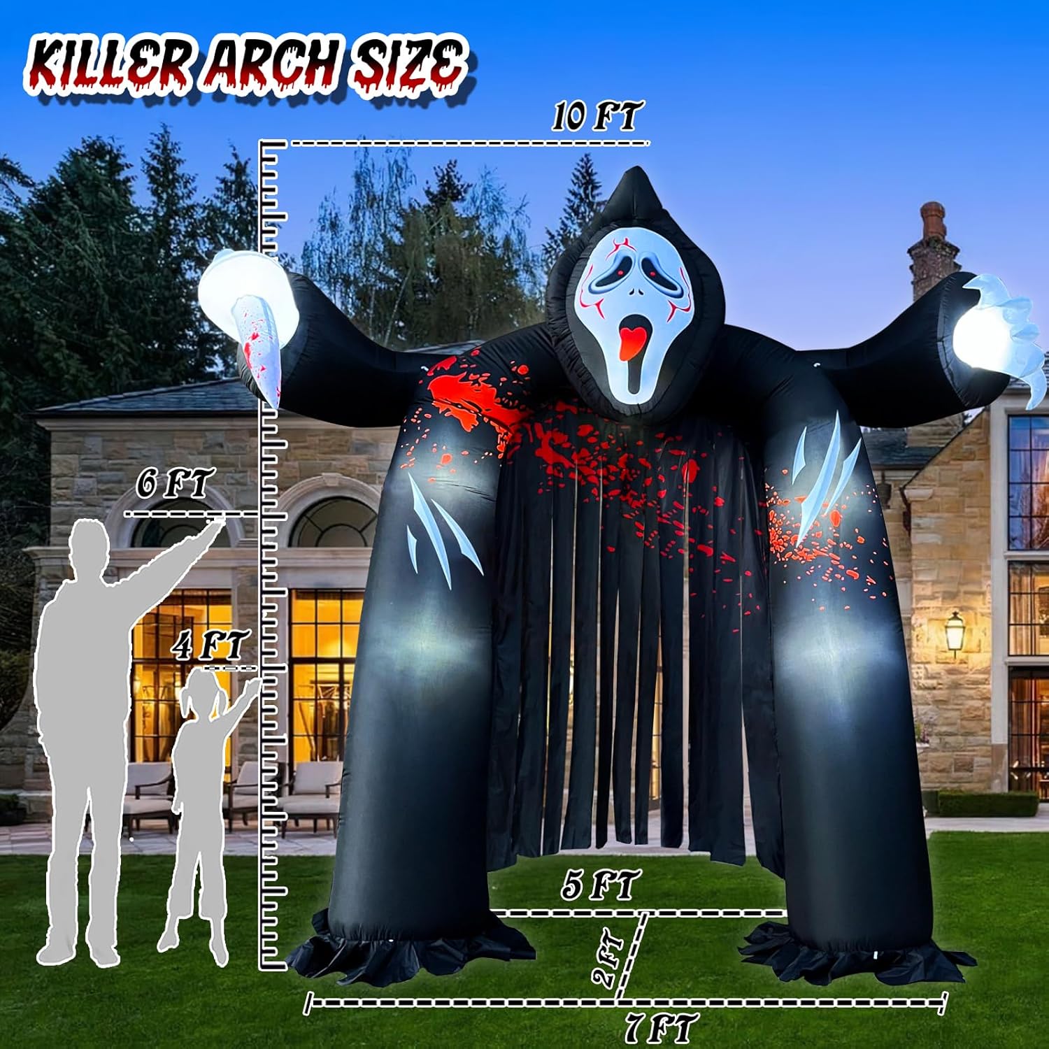 Arco Inflable de Halloween de 6 pies con Fantasma y LEDs Integrados