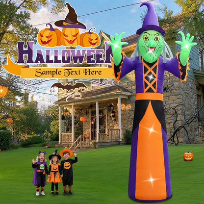 Halloween Inflatable Green Monster Yard Decoration with LED