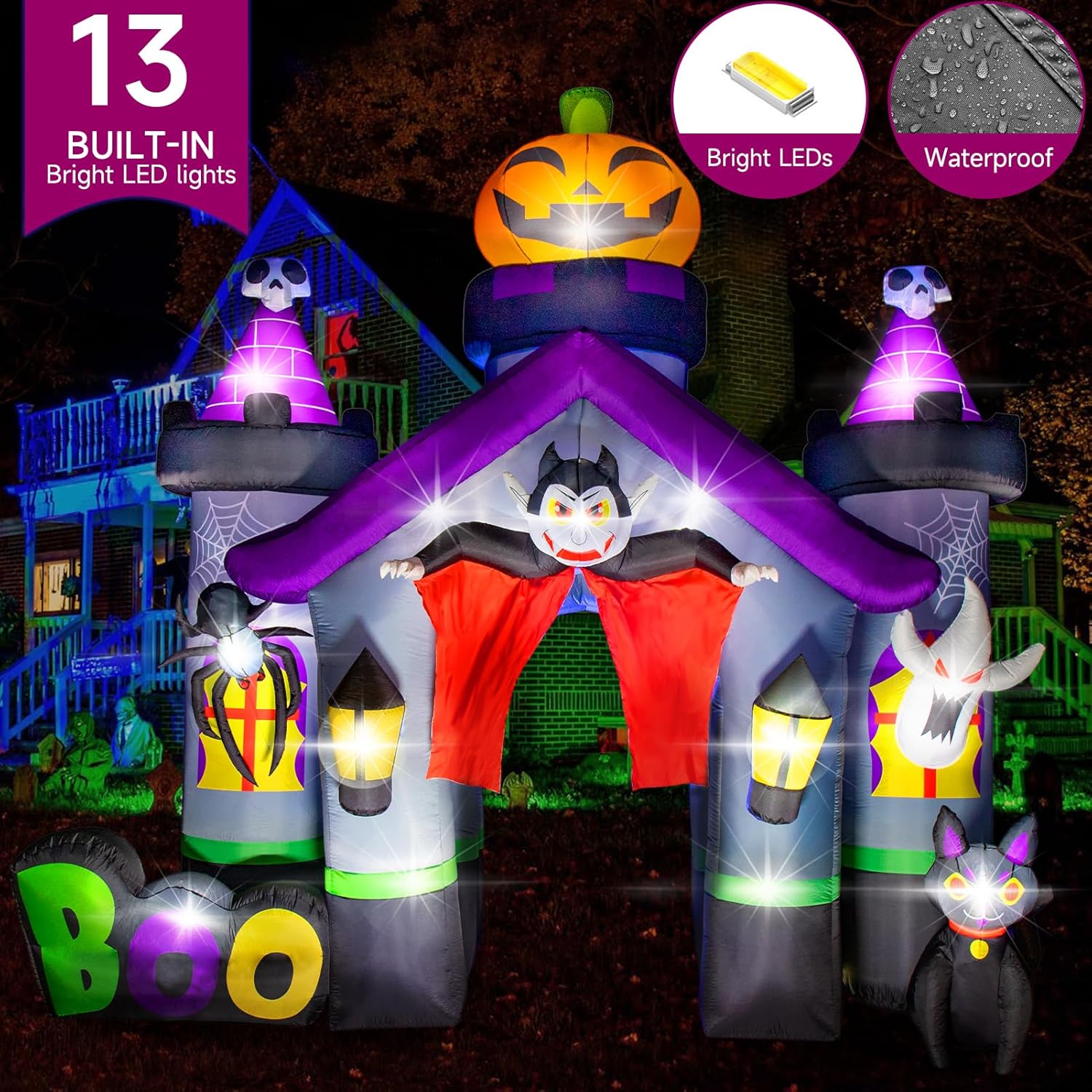 Arco Inflable de Halloween de 14 pies Decoración Exterior Embrujada