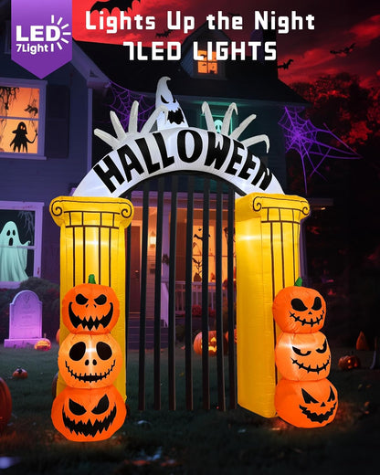Halloween Inflatable Castle Archway with LED Lights