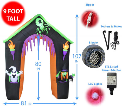 LED Lighted Halloween Inflatable Castle Archway Decoration
