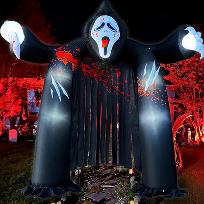 Arco Inflable de Halloween de 6 pies con Fantasma y LEDs Integrados