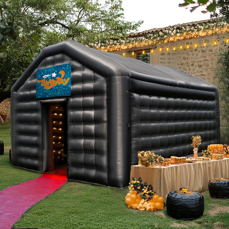 Carpa de disco inflable negra para club nocturno con logo