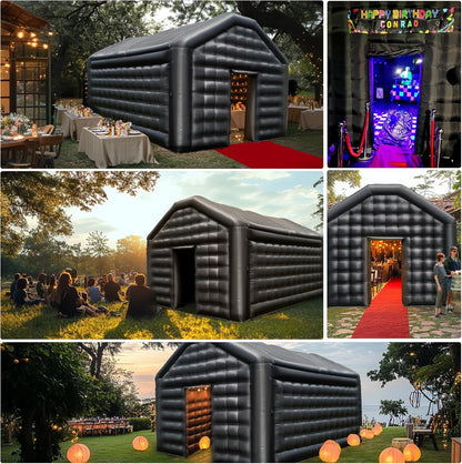 Carpa de disco inflable negra para club nocturno con logo