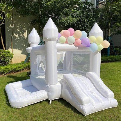 9FT White Wedding Inflatable Bounce House with Slide