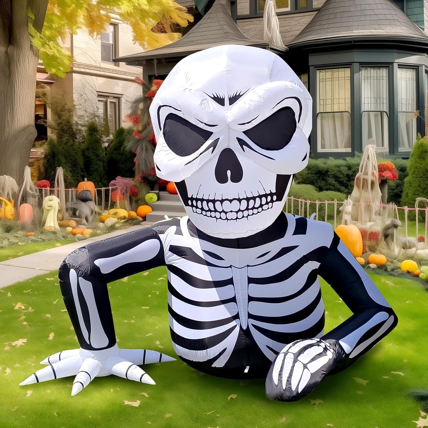 10 Ft Halloween Inflatable Clowns Arched Door Outdoor Decorations, Day of The Dead Blow Up Yard Decor with Built-in LED Light (Plug in) for Lawn Home Dia de Los Muertos Party Indoor Outdoor
