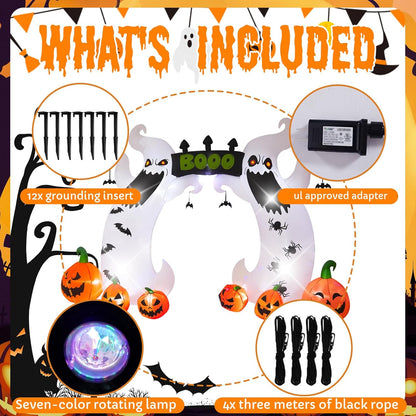 16FT Elf Arch, Halloween Outdoor Inflatable Decoration, Contains LED Lights and Colorful Rotating Lights, Suitable for Outdoor lawns, Gardens, terraces and Halloween Parties
