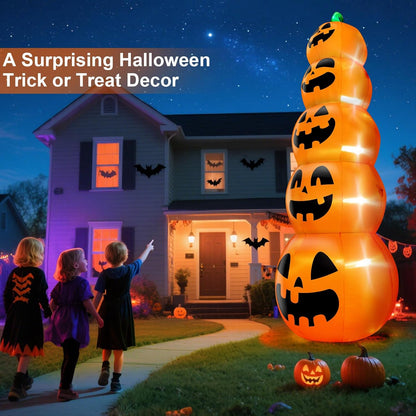 14 FT Giant Halloween Inflatable Stacked Pumpkins Outdoor Decoration Built in 5 LED Lights, Halloween Blow Up 5 Pumpkins Yard Decorations for Lawn Garden Party Decor